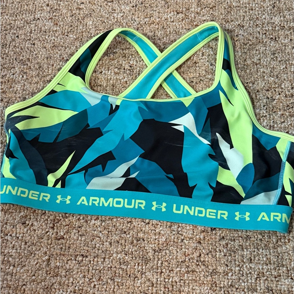 Under Armour Women's Sports Bra - Blue and Lime